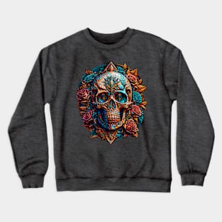 Skull & Roses (1.1) - Trippy Psychedelic Skulls Crewneck Sweatshirt